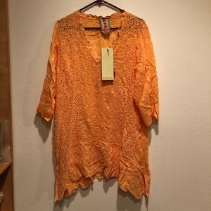 Johnny Was - lacy tunic -new with tags XL orange